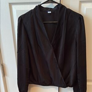 Black Long Sleeve Silky Blouse